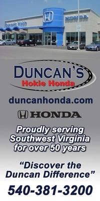 Duncans Hokie Honda, 2040 Roanoke St, Christiansburg, VA。